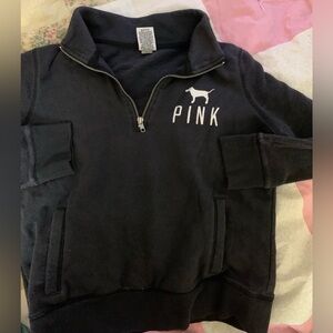 PINK Victoria's Secret Black 1/4 zip crewneck